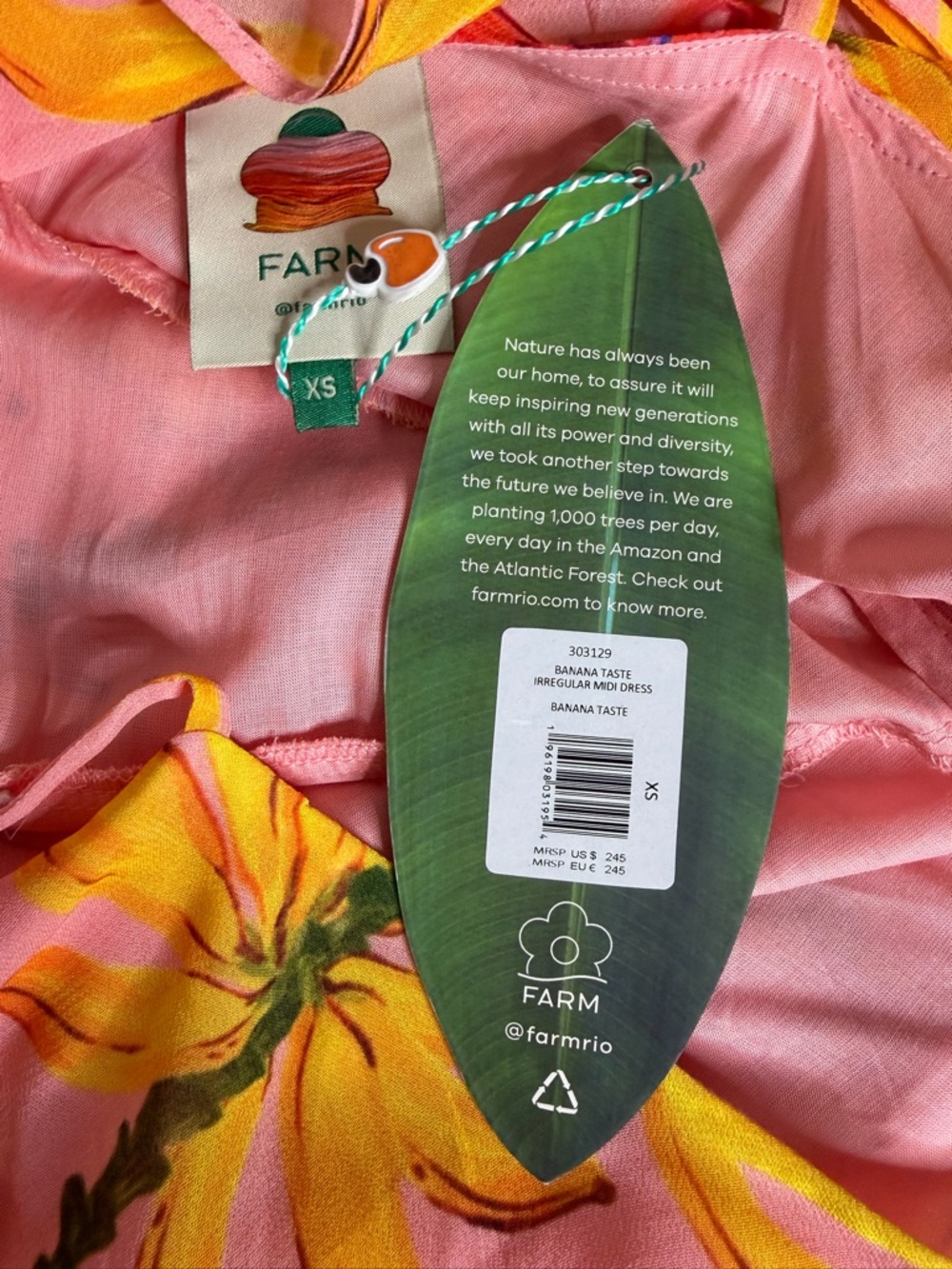 FARM Rio Banana Taste Irregular Tiered Midi Dress XS NWT - Picture 11 of 12